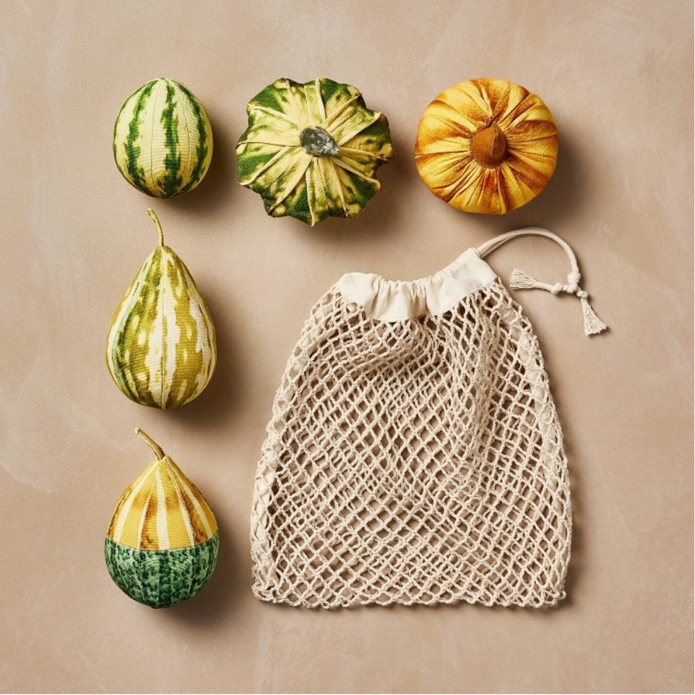 John Derian  fabric gourds set of 5 piece set. - Picture 2 of 3